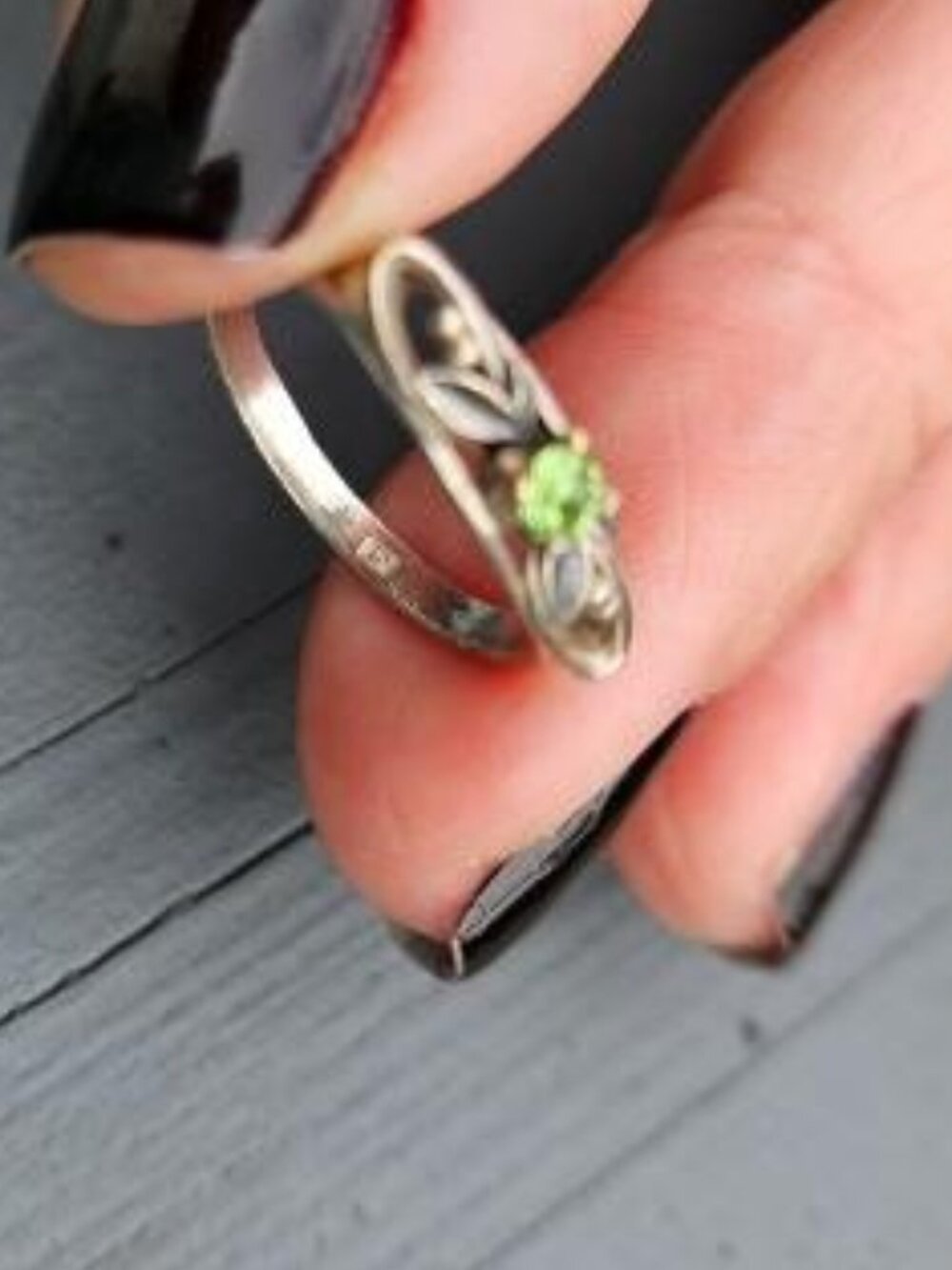 Silver Delicate Ring with Peridot